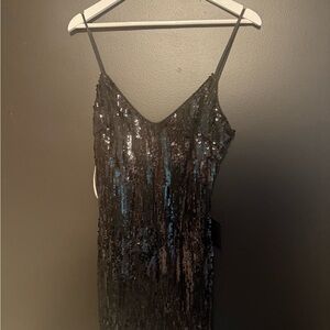 Lulus Bubbly Poppin' Black Sequin Mini Dress